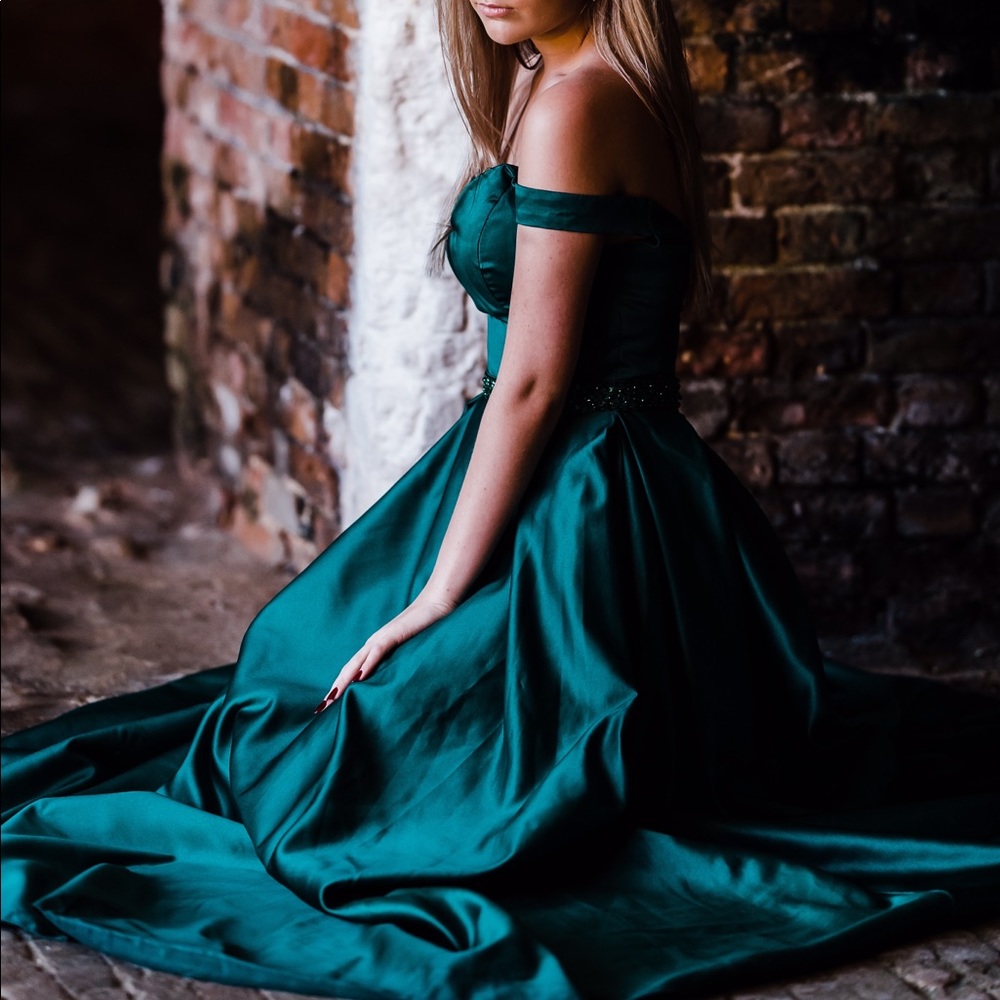 Emerald Green Formal Gown Dupioni Silk